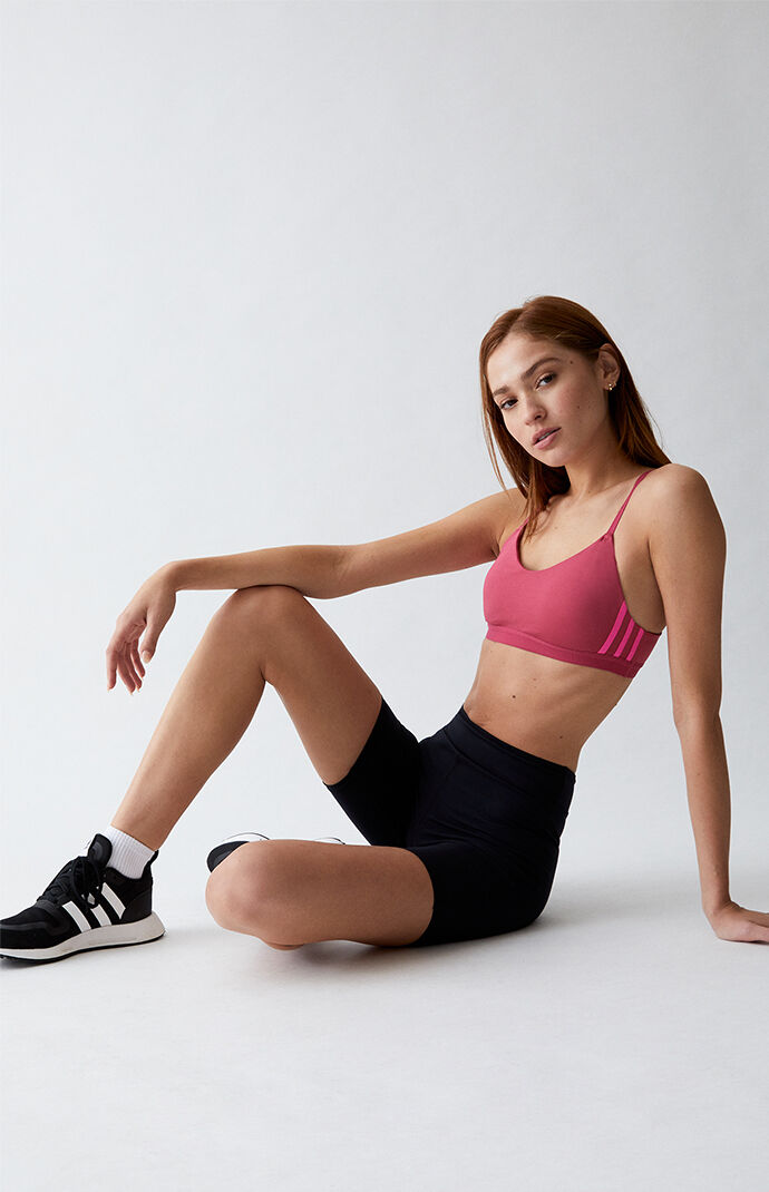 Magenta Recycled All Me 3-Stripes Sports Bra