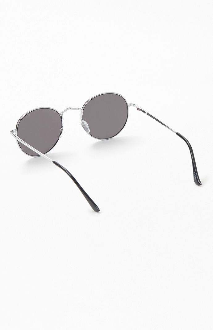 Silver & Black Round Metal Sunglasses