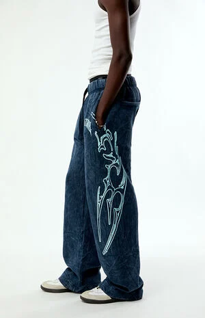x Pacsun Washed Navy Night Moon Baggy Sweatpants image number 2