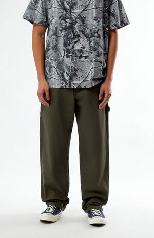Green Relaxed Fit Duck Carpenter Pants image number 1
