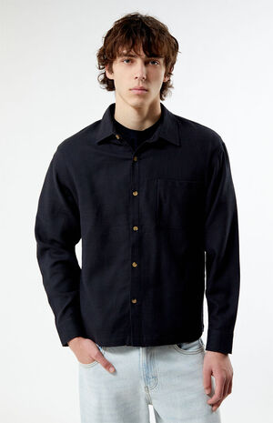 Black Cropped Classic Long Sleeve Shirt image number 1