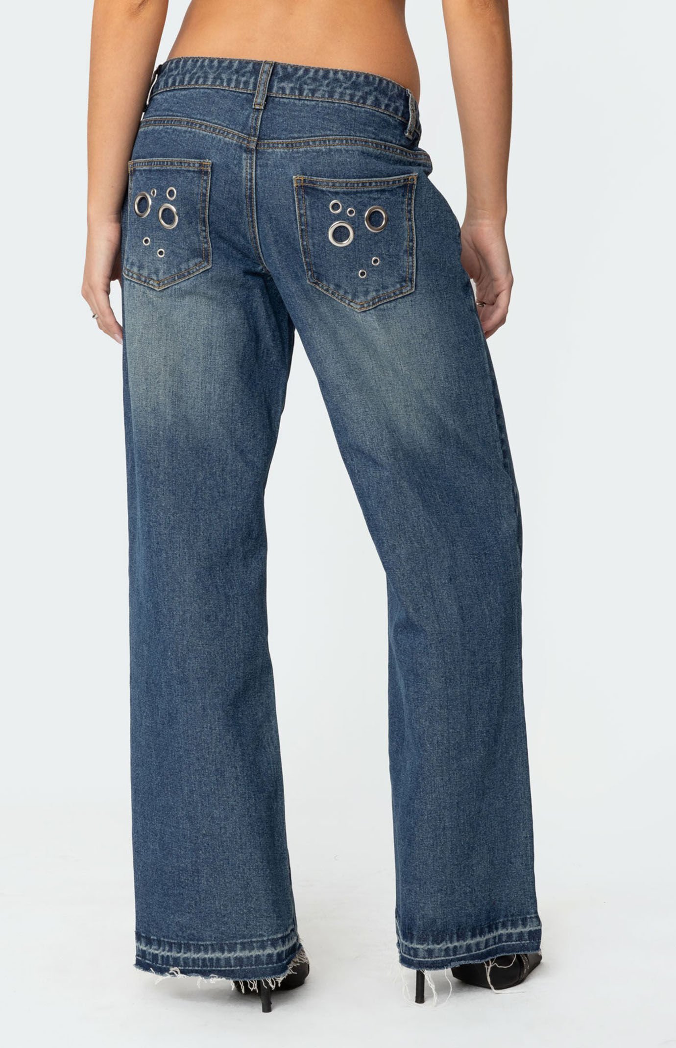 Edikted Davis Grommet Low Rise Jeans