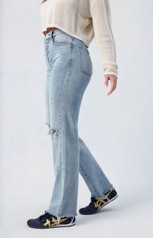 Medium Indigo Ripped Dad Jeans image number 3
