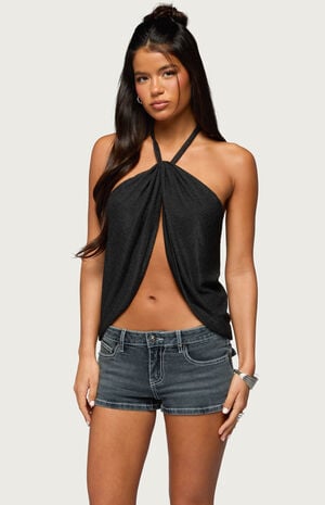 Stasia Sparkly Knit Split Front Top image number 1