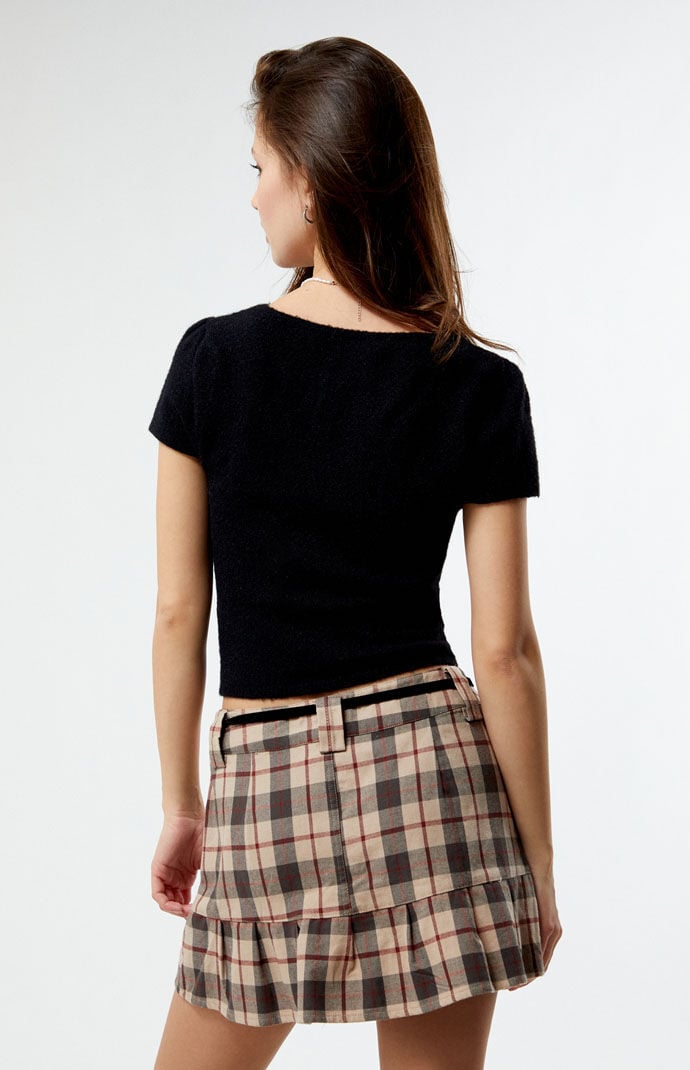 LA Hearts Plaid Ruffle Mini Skirt PacSun