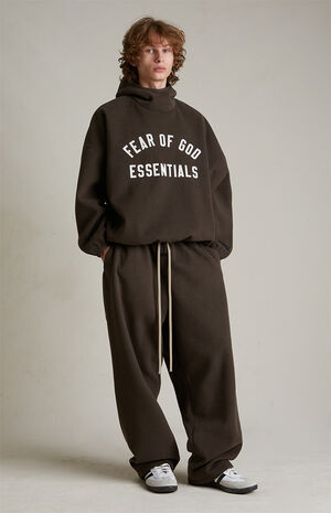 Brown Brushed Yarn Relaxed Sweatpants image number 2