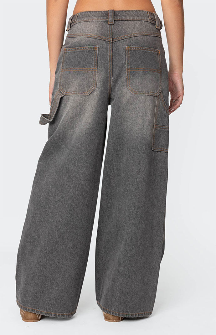 Edikted Baggy Washed Low Rise Carpenter Jeans | PacSun