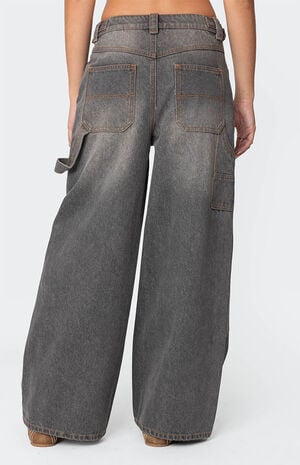Baggy Washed Low Rise Carpenter Jeans image number 4