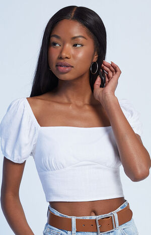 Linen Bustier Top image number 2