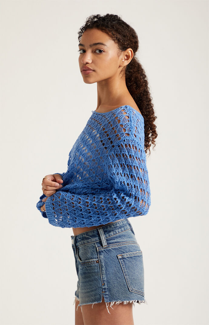 Pacsun Jamie Denim Micro Shorts Raw Cut Medium Blue