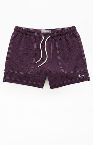 Plum Cursive Contrast Stitch 4.5" Swim Trunks image number 1