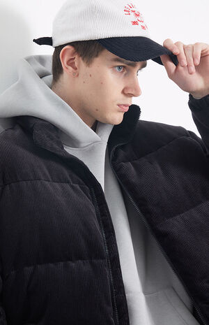 Black Corduroy Puffer Jacket image number 3