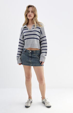 Dark Indigo Low Rise Denim Micro Mini Skirt image number 5