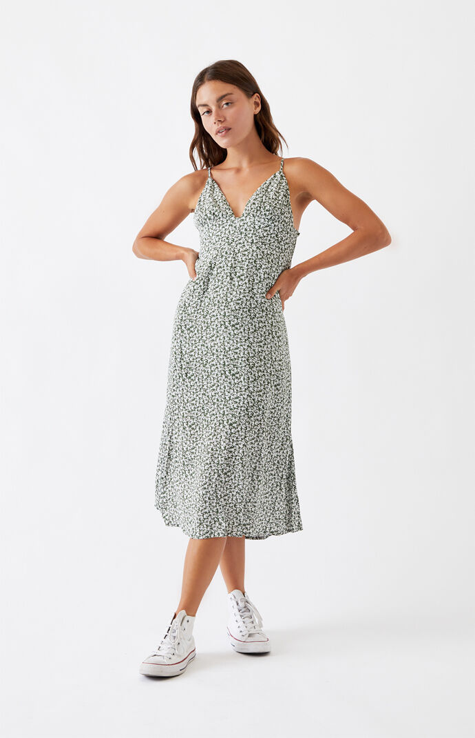 deep v neck midi dress