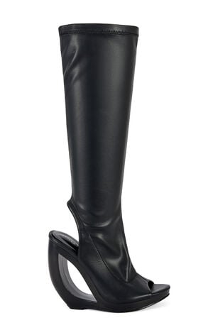 Women's Ilyssa Black Curved Wedge Boots image number 1