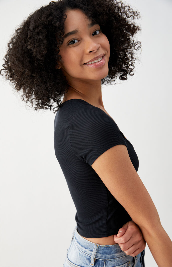 Jade Ribbed Scoop T-Shirt
