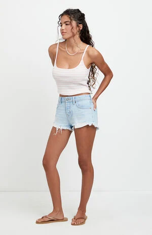 Jamie Low Rise Jean Micro Shorts Light Blue image number 1