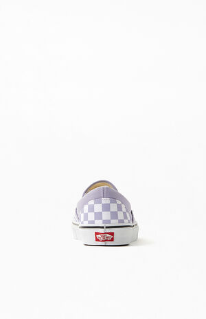 Checkerboard White & Lavender Slip-On Shoes image number 3