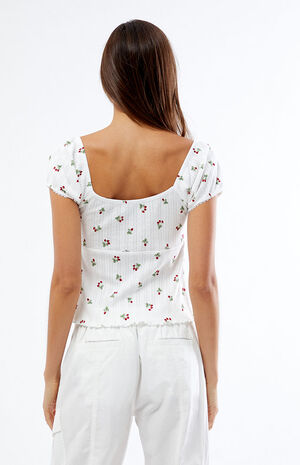 Strawberry Pointelle Top image number 4