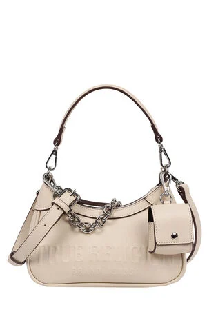 Cream Trapunto Logo Zip Top Hobo Bag image number 1