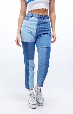 PacSun Eco Two-Tone Blue High Waisted Straight Leg Jeans