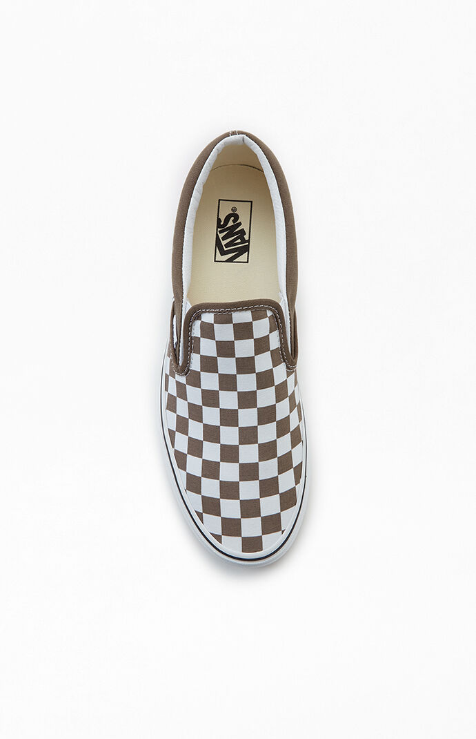 Brown and shop white checkered vans