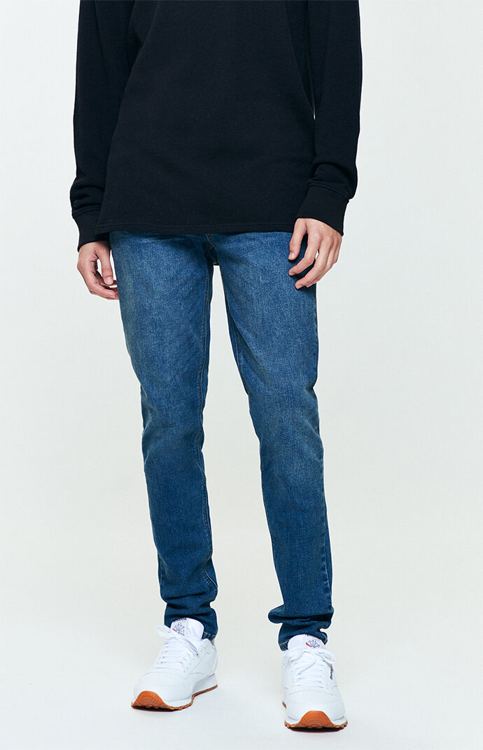 black stacked skinny jeans