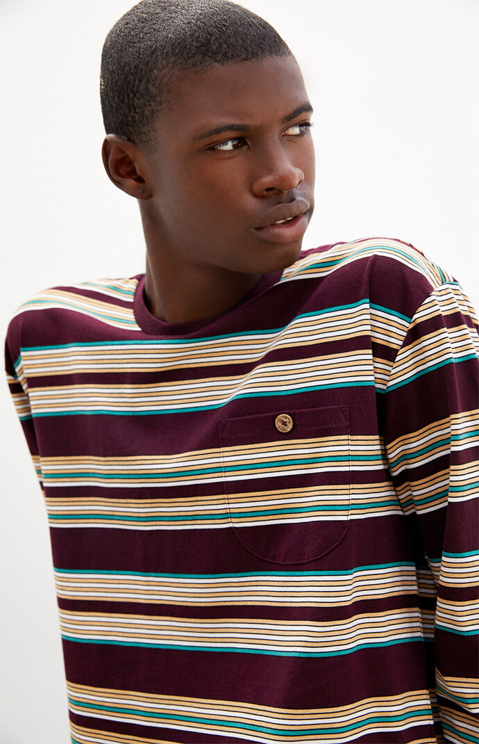 Yaz Striped Curved Pocket Long Sleeve T-Shirt
