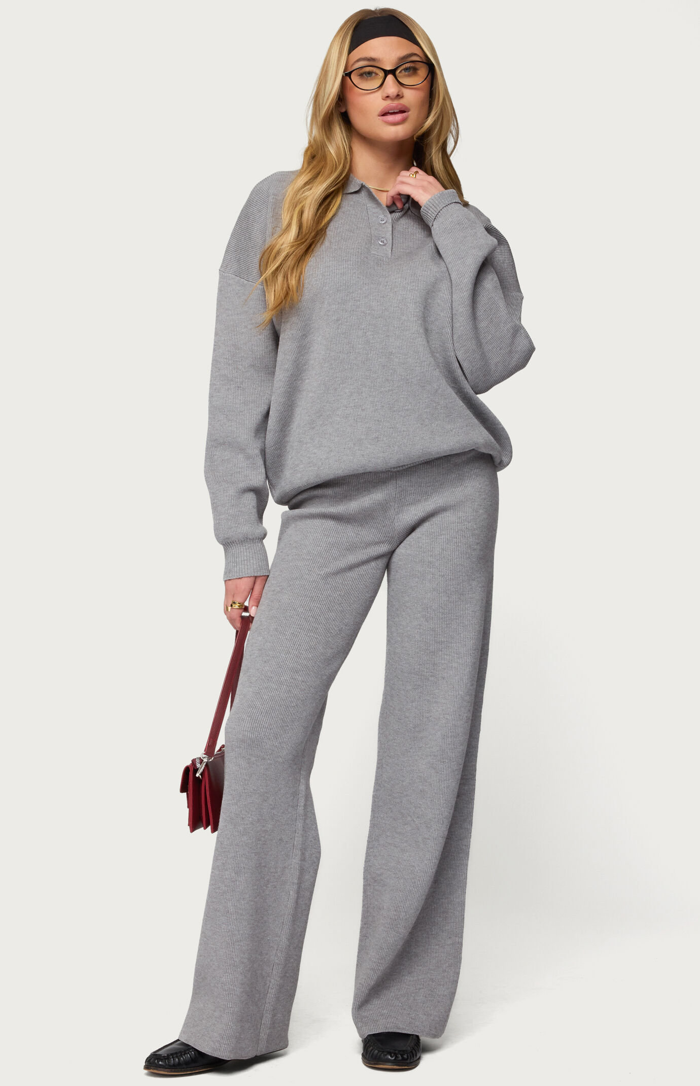 Edikted Lorie Wide Leg Knit Pants