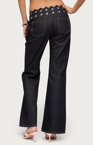Scalloped Grommet Low Rise Bootcut Jeans image number 3