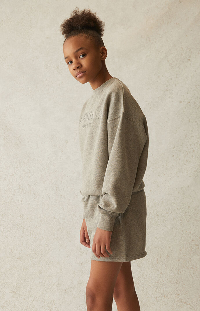 Essentials Heather Oatmeal Crew Neck Sweatshirt