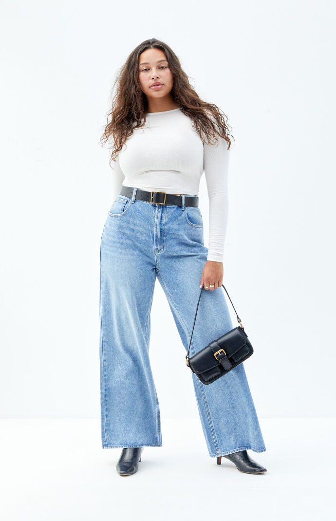 Pacsun Nora Medium Indigo Wide Leg Jeans | Pacsun