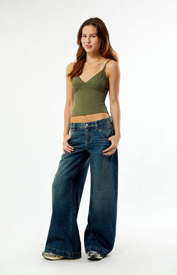 Sloane Low Rise Ultra Baggy Jeans Dark Blue