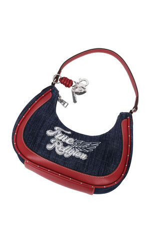 Red Wing Motif Denim Hobo Bag image number 7