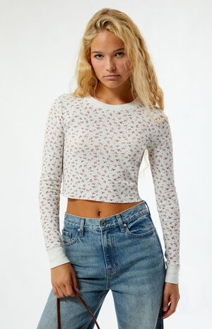Shell Stitch Waffle Knit Long Sleeve Top image number 1