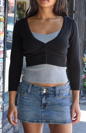 Black Cropped Cardigan image number 1