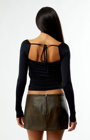 Faux Leather Lace-Up Micro Skirt image number 5