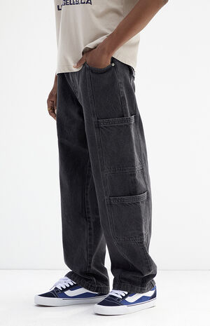 Black Baggy Cargo Jeans image number 1