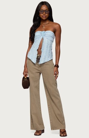 Textured Ruffle Split Front Top image number 5