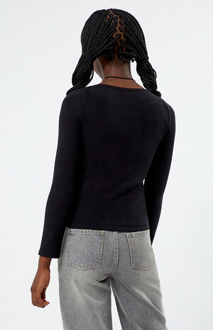 Solid Long Sleeve Ribbed Top image number 4