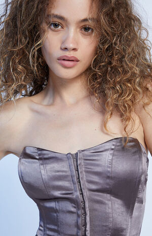 Strapless Satin Corset Top image number 3