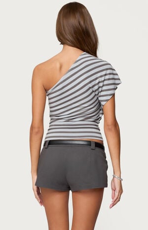 Asymmetric Striped One Shoulder Top image number 3