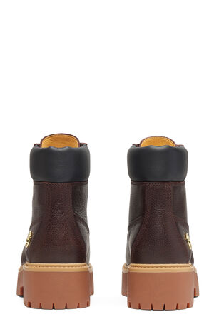 Women's Dark Brown Nubuck Stone Street 6inch Lace-Up Waterproof Boots image number 5