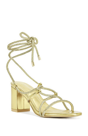 Women's Revani Gold Wrap Around Block Heels image number 2