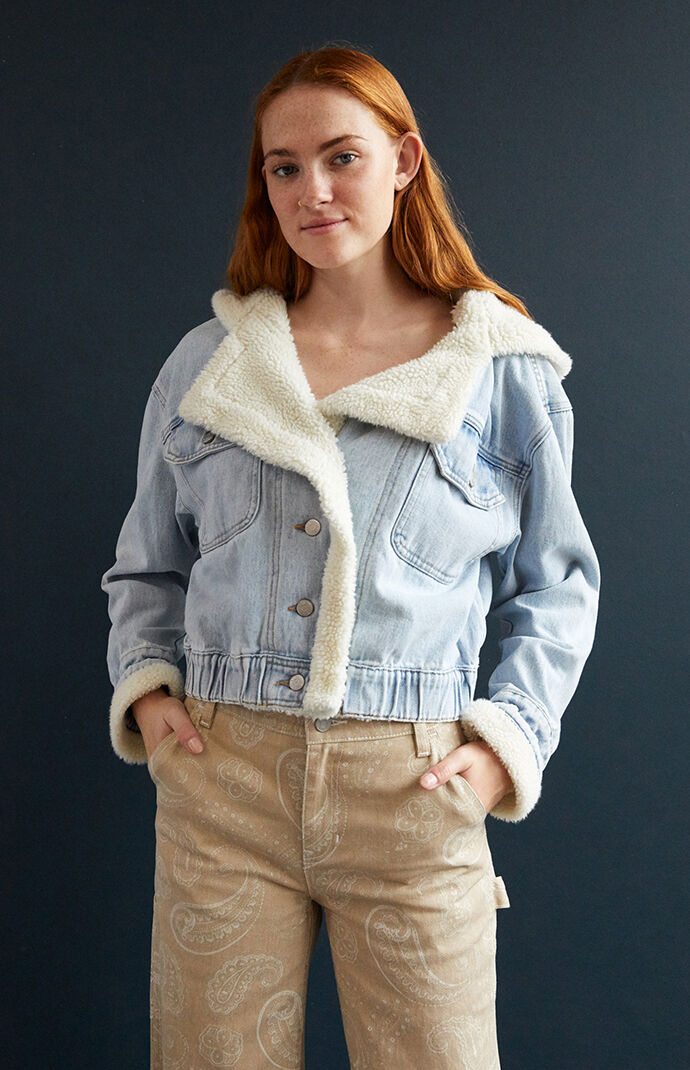 Hooded trucker jacket top