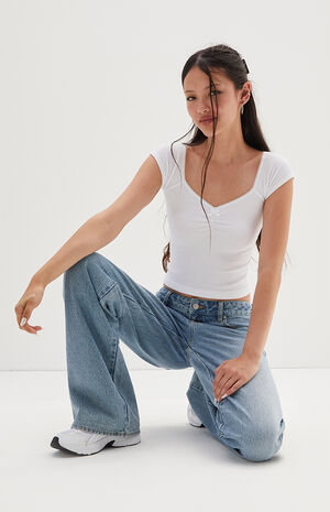 Seamless Waffle Knit Cinched Top image number 4