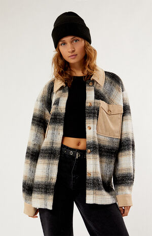 Plaid Contrast Shacket image number 1