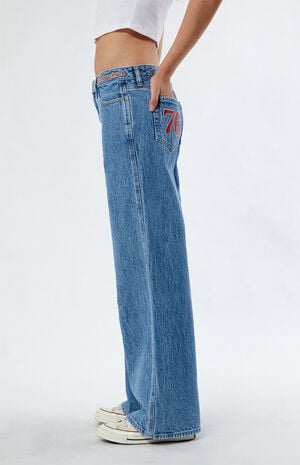 By PacSun Medium Indigo 76 Low Rise Baggy Jeans image number 3