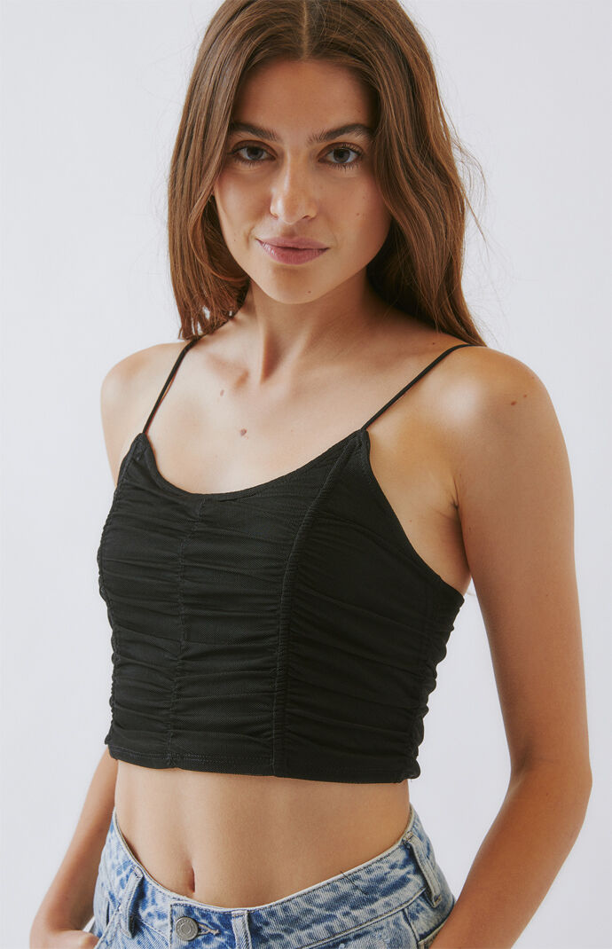 Mesh Gathered Tank Top