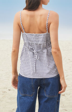 White & Blue Plaid Edith Tank Top image number 4